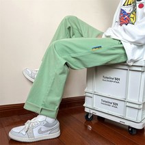 일자슬랙스팬츠 ULZZANG 남자 가을 스트레이트핏 와이드 루즈핏 트렌드 고가 캐쥬얼 긴바지 A080 4995900464