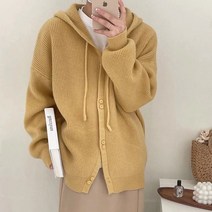WZC 봄가을 후드 니트 가디건 무지 골지 루즈핏 긴팔 여성상의 빅사이즈 6가지 컬러