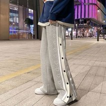 코듀로이 편한 부츠컷 세미 슬랙스 와이드 팬츠 오버 사이즈 남성 스트리트웨어 의류 사이드 스플릿 스케이트 보드 루즈 캐주얼 바지