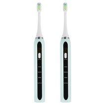 성인 커플 USB 충전 전자기 서스펜션 음파식 듀폰 브러쉬 고주파 진동 감지 충전 전동칫솔 발렌타인 선물, 녹색 검은 색 패널, USB직접 충전