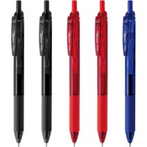 펜텔 젤 잉크 볼펜 에너젤 S 0.5mm 검정 2개 · 빨강 2개 · 파랑 1개 5개 세트 AMZ-BLN125-5, 상품명참조