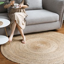사진 수공예 카펫 바닥 침대 거실 풀매트 편직 라탄러그