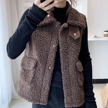 겨울 경량 플리스 양털 뽀글이 조끼 베스트 아이보리