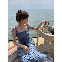 SEYI 여성 퍼프소매 하늘색원피스