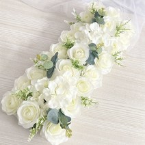 웨딩카 꾸미기 리본 프로포즈 자동차 장식 용품 flower row wedding decoration 인공 꽃 아치 rose peony hydrangea mix diy door, 4