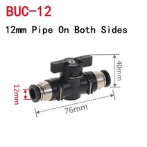 정유량밸브 유공관 교환기 밴드 BUC 4mm 6mm 8mm 10mm 12mm 검정색 공압 푸시 퀵 조인트 커넥터 핸드 밸브 스위치 수동 볼 전류 제한, BUC-12