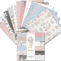 크리스마스포장지 종이포장지 꽃포장지 6 "12pc 토끼 사랑 무늬 공예 스크랩북 팩 수제 앨범 배경 패드 카드 만들기, 03 Bunny