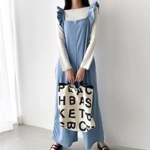 민트위니 코듀로이 골덴 프릴 점프슈트 오버핏 와이드 멜빵