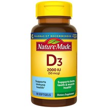 Nature Made 네이처메이드 비타민D3 2000IU 50mcg 90소프트젤, 1팩