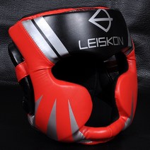 권투 복싱 태권도 무에타이 격투 안면보호대 풀페이스 헤드기어, 02.M, 04.블랙 레드, 1개