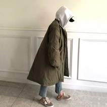 겨울 남녀공용 롱 야상 패딩 점퍼 (블랙 카키)