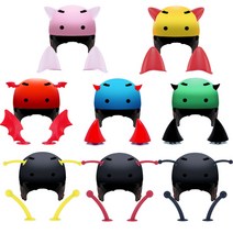 3D 입체 포인트 부착식 악세사리 더듬이 옐로우 낱개1개/헬멧 오토바이크 자동차량 꾸미기 스티커, 악마뿔미니블랙