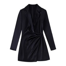 겨울하객룩 피로연원피스 뷔스티에원피스 실크 틴 질감 긴팔 캐주얼 여성 단색 가을