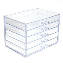 칸막이없는 아크릴 5단서랍형수납함 일자형 통젤보관 네일파츠케이스 수납함