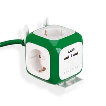 러그박스 에어큐브 디자인 멀티탭 USB 납작플러그, 3M, 그린, 1개