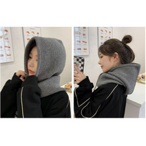 로믹 후드 넥워머 바라클라바 니트모자 그레이/블랙, 그레이