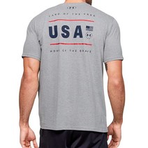 언더아머 Under Armour 남성용 프리덤 USA 가슴 티셔츠 155359, Small, Steel Light Heather / Academy, Steel Light Heather / Academy