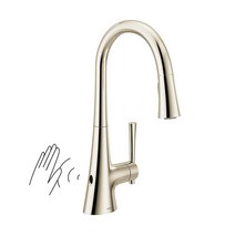 Moen 9126EWNL Kurv Collection Motionsense 웨이브 센서 터치리스 원 핸들 하이 아크 풀다운 모던 주방 수도꼭지 파워 클린 광택 니켈, Spot Resist Stainless_Smart Fa