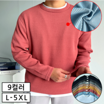이브컴퍼니 두꺼운 오버핏 골지 니트 맨투맨 남자 티셔츠 빅사이즈 L-5XL 9컬러 (633-1)