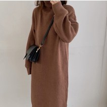 겨울 데일리 골지 폴라 슬릿 니트 원피스