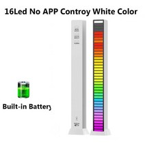 가성비 사운드바 FTOYIN 크리 에이 티브 RGB 음악 사운드 라이트 바 5V USB 16 32Led App 제어 Led 리듬 조명 픽업 음성 주변 호환, 01 16led White Battery