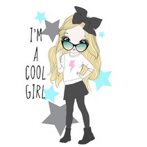 티셔츠 스티커 의류 3D전사지]검정리본 선글라스 소녀 068 열전사지, 1개