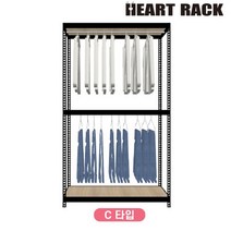 하트랙 무볼트 조립식 앵글 행거 3단 C타입 400X500X1500, 무광블랙