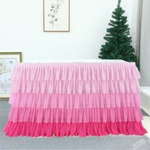 5층 얇은 명주 그물 테이블 스커트 투투 베이비 샤워 생일 연회 웨딩 파티 용품 인어 컬러 쉬폰 장식, 185x77cm, Changing Pink