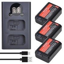 2pcs 2160mah np-fw50 np fw50 npfw50 배터리 akku + lcd 소니 알파 a6500 a6300 a7 7r a7r a7r ii a7ii nex-3 용, 3개 세트