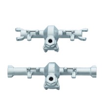 SJSHOP 2PC CNC 가공 알루미늄 전면 및 후면 차축 하우징 커버 케이스 축 SCX24 90081 1:24 RC 록 크롤러 자동차 교체, 7.7x2.3x1.5cm, 알루미늄 금속, 은
