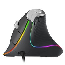 Nulea 유선 수직 마우스 USB 인체 공학적 광학 마우스 4가지 조절 가능한 DPI 11가지 RGB 백라이트 모드 노트북 PC 데스크톱 맥과 호환 그레이