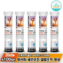 물에타먹는 발포형 독일 비타민C 20정x5통 소비톨 비타민B2 천연 레몬 향 페퍼민트 향, 5개
