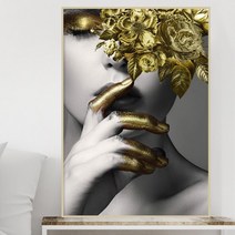 돈들어오는 황금 꽃 여인 추상화 그림 액자 모던 감성 인테리어 신혼부부 집들이 개업선물, 유광골드