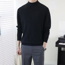 로코비전 남성용 오버핏 반목 반폴라 니트