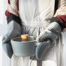 ITAR 실리콘 롱 주방 오븐장갑 2P, 그레이