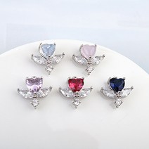 비즈아이 [7342-04]큐빅펜던트 큐빅하트꽃양고리 13.5x13mm OR 1개