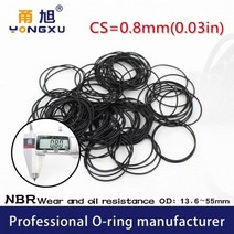 오링 니트릴 고무 10 개/몫 블랙 NBR CS 0.8mm 두께 OD13.6/18/22.3/25/30.6/32.8/42/47/55*0.8mm ORing 가스켓 방수, 55x53.4x0.8mm, 10 pieces