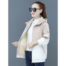 세븐스타 WP1007 여자 봄 가을 겨울 고퀄 배색 빅사이즈 기모안감 면혼방 롱 미디 후드 집업 점퍼 잠바 코트 아우터 캐주얼 데일리룩