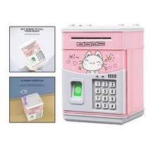 미니저금통 전자 돼지 저금통 ATM 시뮬레이션 지문 현금 상자 음악 자동 돈 롤 Atm 암, Cat
