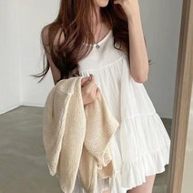 [레티고] 민소매 쉬폰 레이어드 루즈 원피스