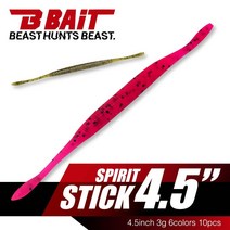 [B-BAIT] 비베이트 스피릿 스틱 스트레이트웜 (4.5인치 10개입) 광어 배스루어, 핫핑크