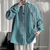 Plus Size M-3XL Corduroy Shirts Male39s Harajuku Pineapple Cubes Korean Style Men39s Long Sleeve Str