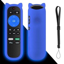 Yimaut 모든 Hisense Roku TV용 리모컨 32인치 40인치 43인치 50인치 58인치 65인치 70인치 75인치 85인치 Bcm TV 커버와 손목 스트랩이 내장 (글, Remote with Blue Remote Cover