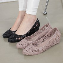 여성 여름 펀칭 웨지 젤리 슈즈 샌들