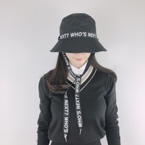 로로얼로이 여성골프모자 면 코튼 벙거지 리본 레터링 사랑스러운 골프벙거지 등산 나들이, [컬러] 블랙