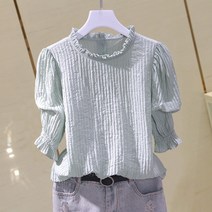 라인 봄여름 블라우스 어깨 구김없는 오피스 단추 쁘띠 아사면 이미지 데일리룩 린넨