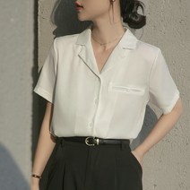 여성 여름 쉬폰 V넥 반팔 블라우스 셔츠 하늘비즈 C10 P937E577