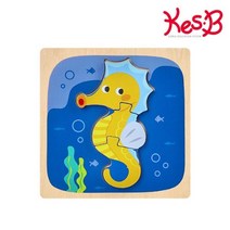 바다동물 해마 밑그림 맞추기 원목퍼즐 두돌선물 원목장난감
