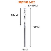 Dreanique-솔리드 카바이드 밀링 커터 1 개 3.175 4 6 8mm 2 플루트 나선형 라우터 비트 엔드밀 목재 MDF 업 컷, WU2F-D4.0-L32