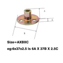 쇼파용 전기매트 철판 너트 세 구멍 잠금 너트 가구 합판 on 소파 발 아연 도금 m6, 8x37x2.5(5개, 빨간색
